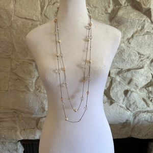 Layered Long necklace with "pearl" Accents
